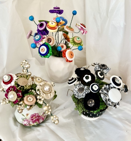 vintage button floral bouquets