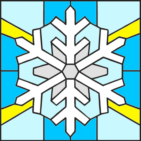 illustration of snowflake faux stained glass