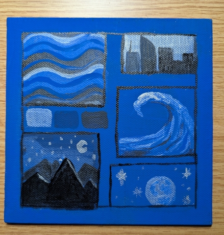 monochrome blue mood board