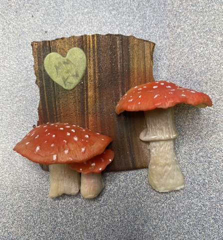 polymer clay mushroom pin