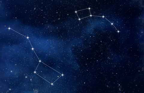 night sky image of both the large and little dippers