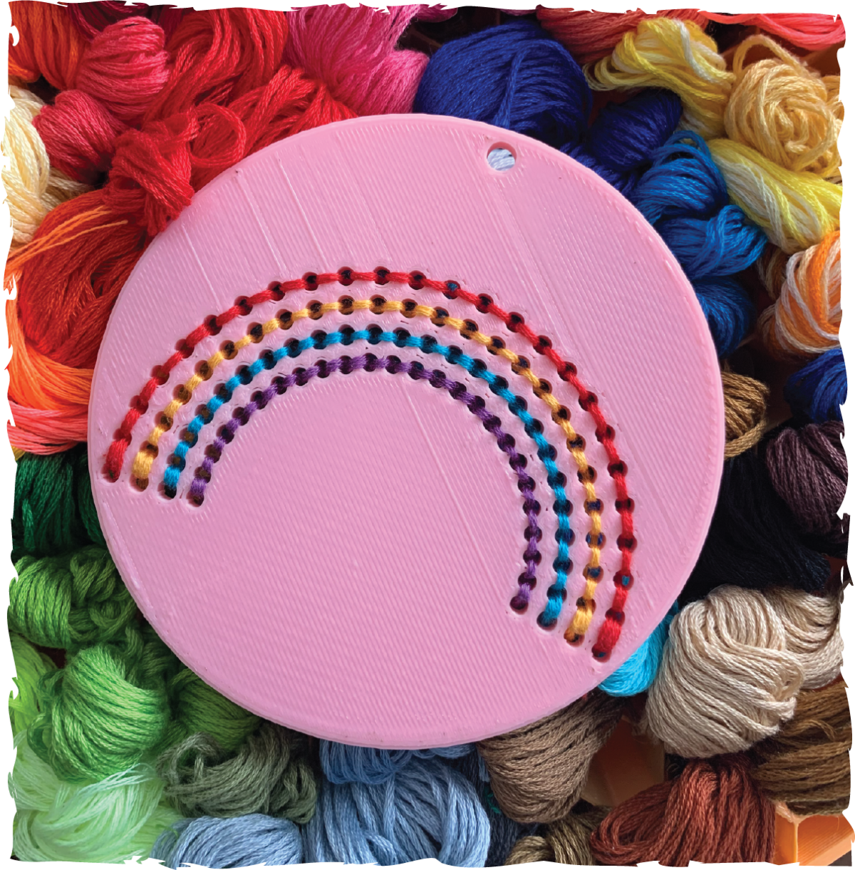 Embroidered rainbow