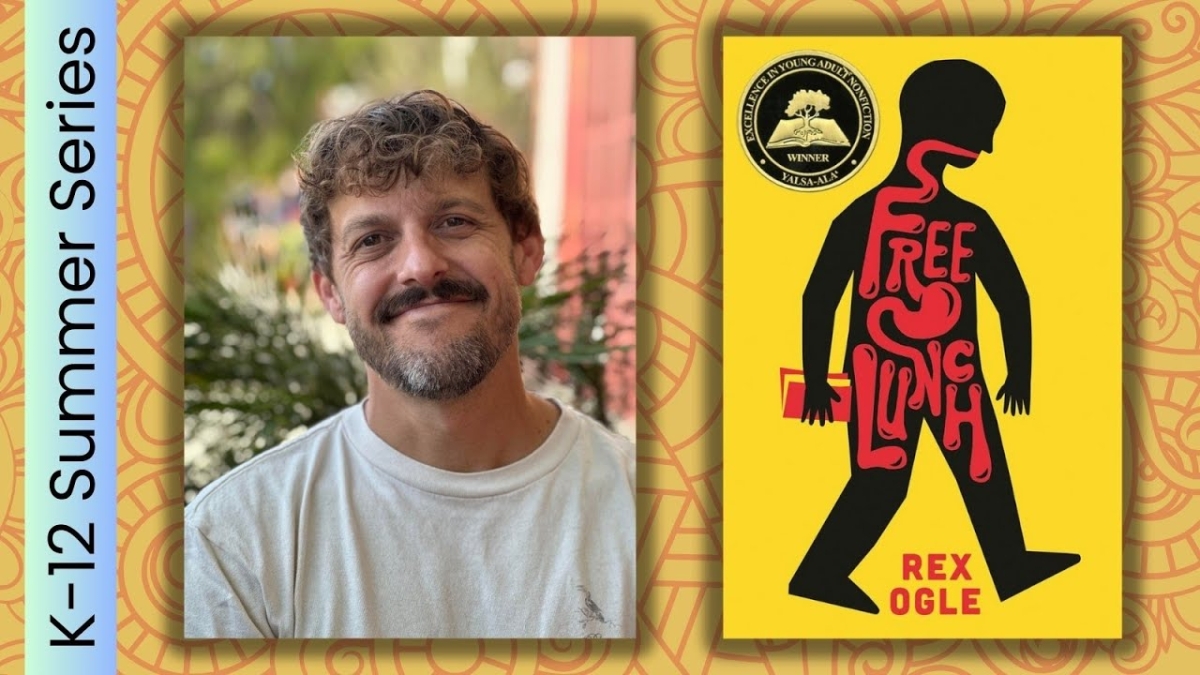 Author Rex Ogle and the cover of his book Free Lunch