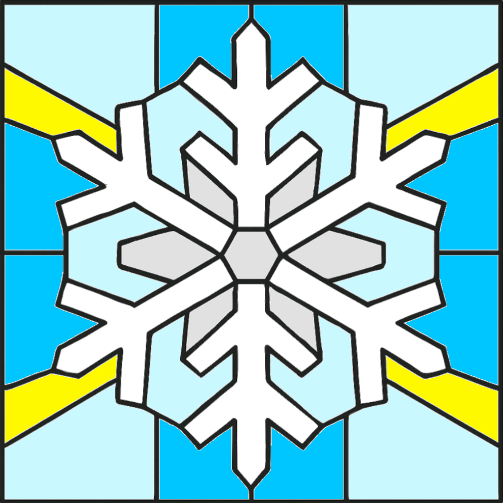 illustration of snowflake faux stained glass